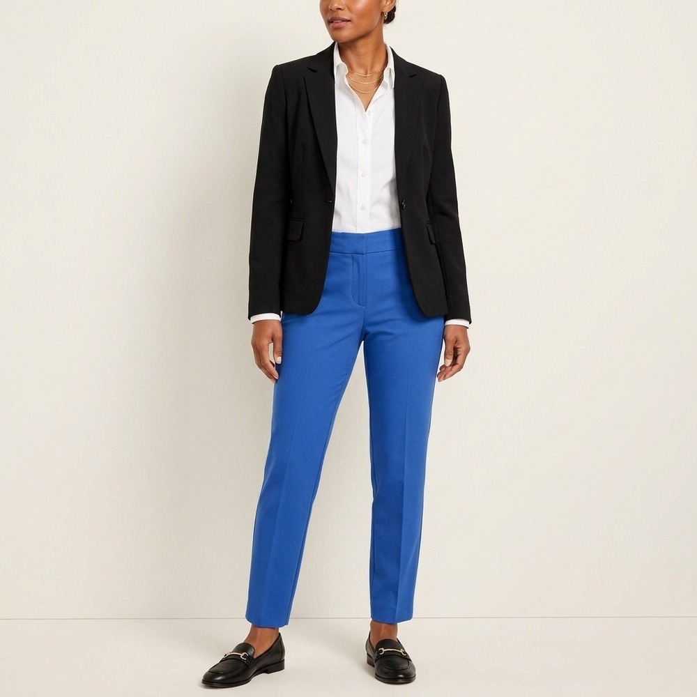 Talbots Chatham Ankle Pants Womens 6P Blue Excellent Slim Leg Side Zip Stretch
